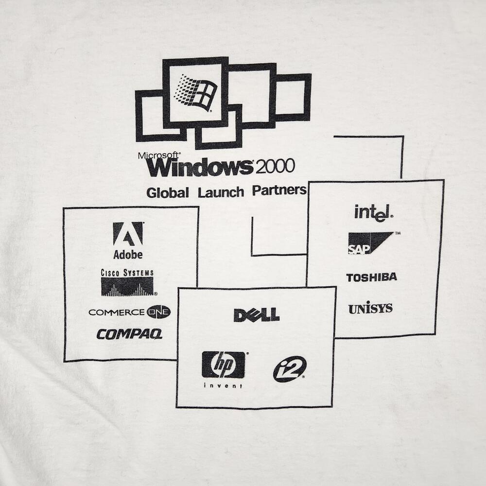 Vintage Microsoft Windows 2000 Shirt Mens XL White Tech Promo Graphic Logo Y2k